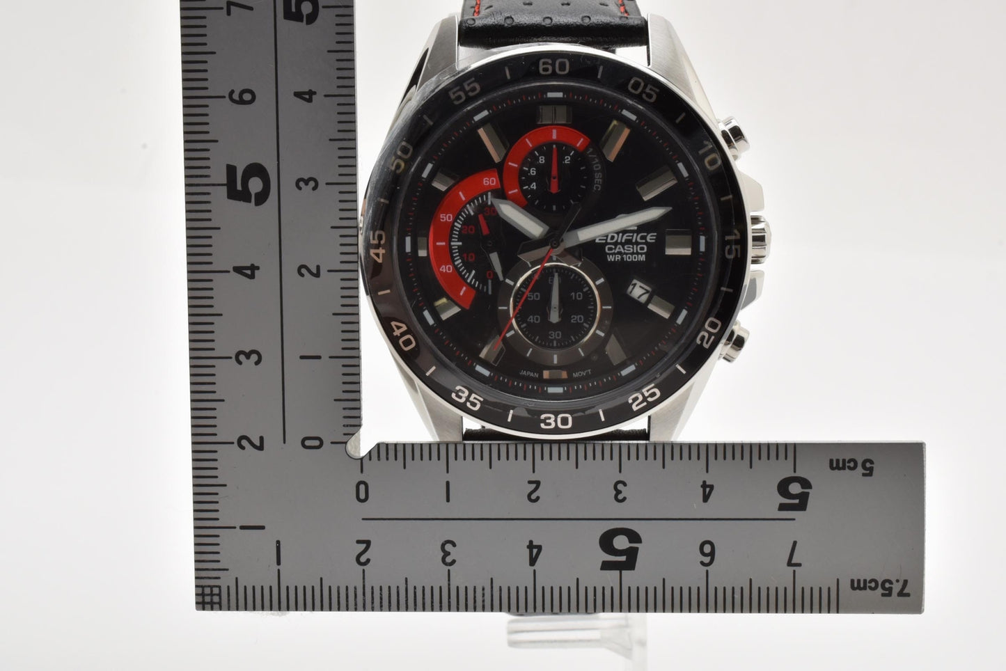 カシオ CASIO エディフィス EFV-550 クロノグラフ クォーツ 腕時計 ブラック文字盤 レザーストラップ メンズ