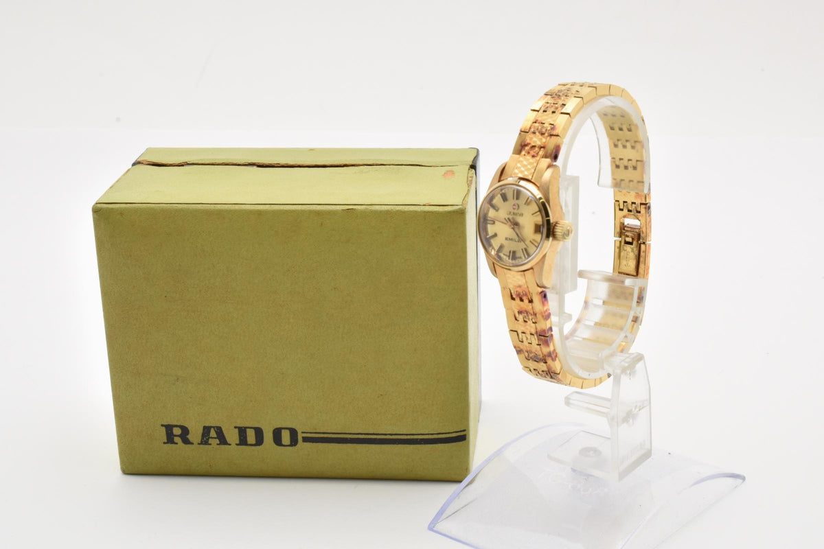 RADO ラドー Emile エミール 558.3013.2 レディース 自動巻き 腕時計 ゴールド文字盤 ゴールドプレート ステンレス ブレスレット 19mm 1970年代 ヴィンテージ