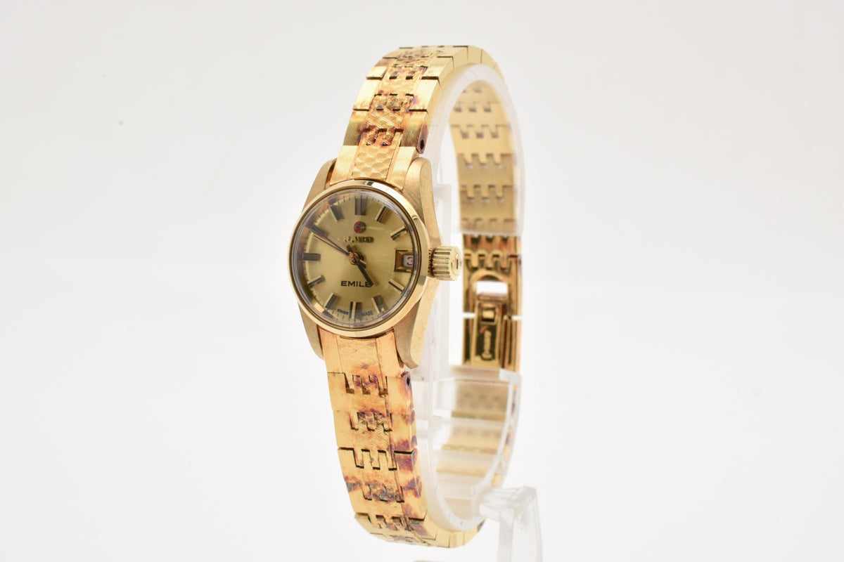 RADO ラドー Emile エミール 558.3013.2 レディース 自動巻き 腕時計 ゴールド文字盤 ゴールドプレート ステンレス ブレスレット 19mm 1970年代 ヴィンテージ