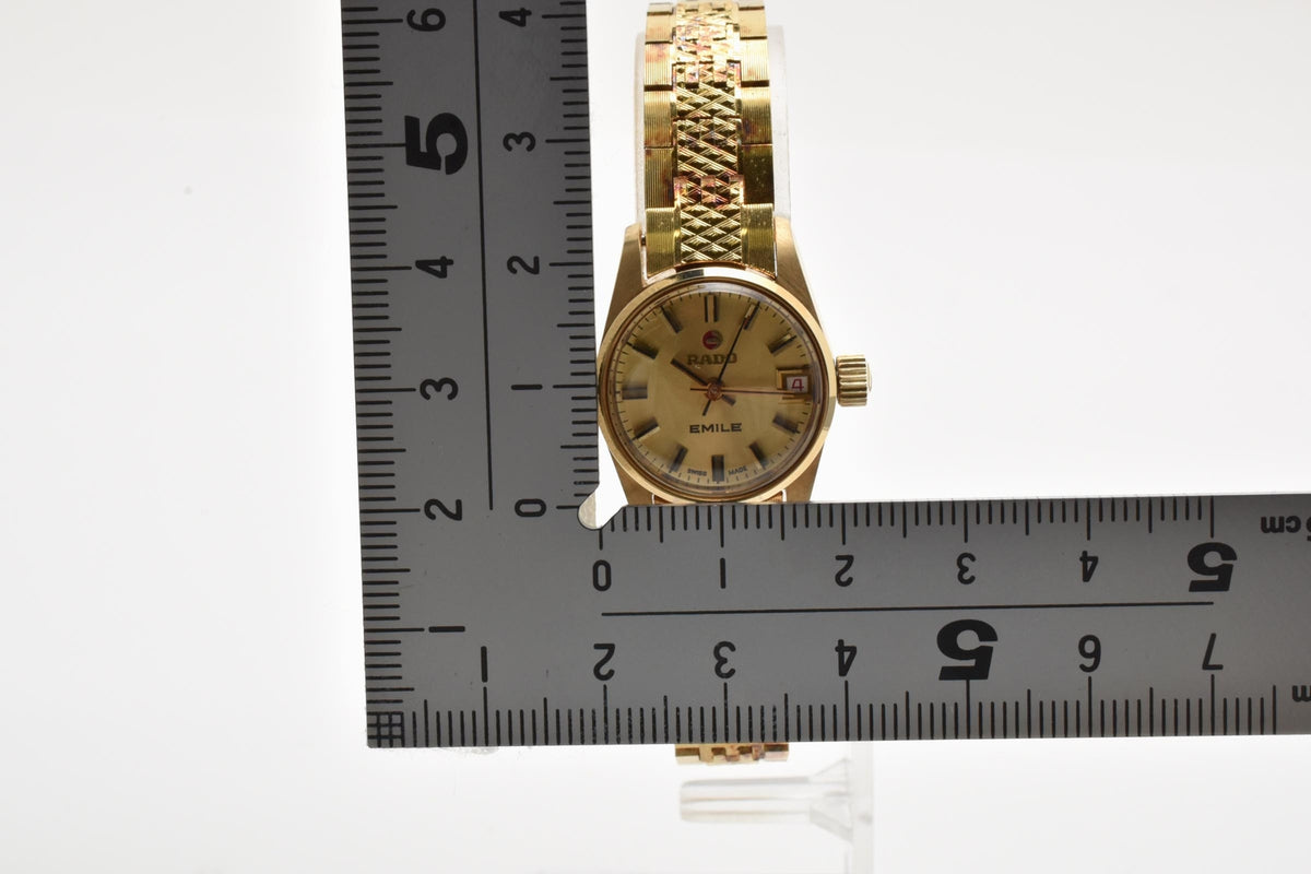 RADO ラドー Emile エミール 558.3013.2 レディース 自動巻き 腕時計 ゴールド文字盤 ゴールドプレート ステンレス ブレスレット 19mm 1970年代 ヴィンテージ