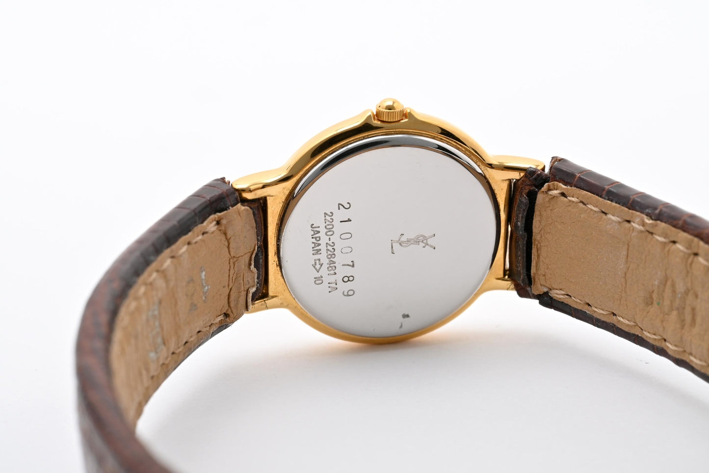イヴ・サンローラン YSL 2200-228481 クォーツ 腕時計 ゴールド文字盤 レザーストラップ レディース ドレスウォッチ