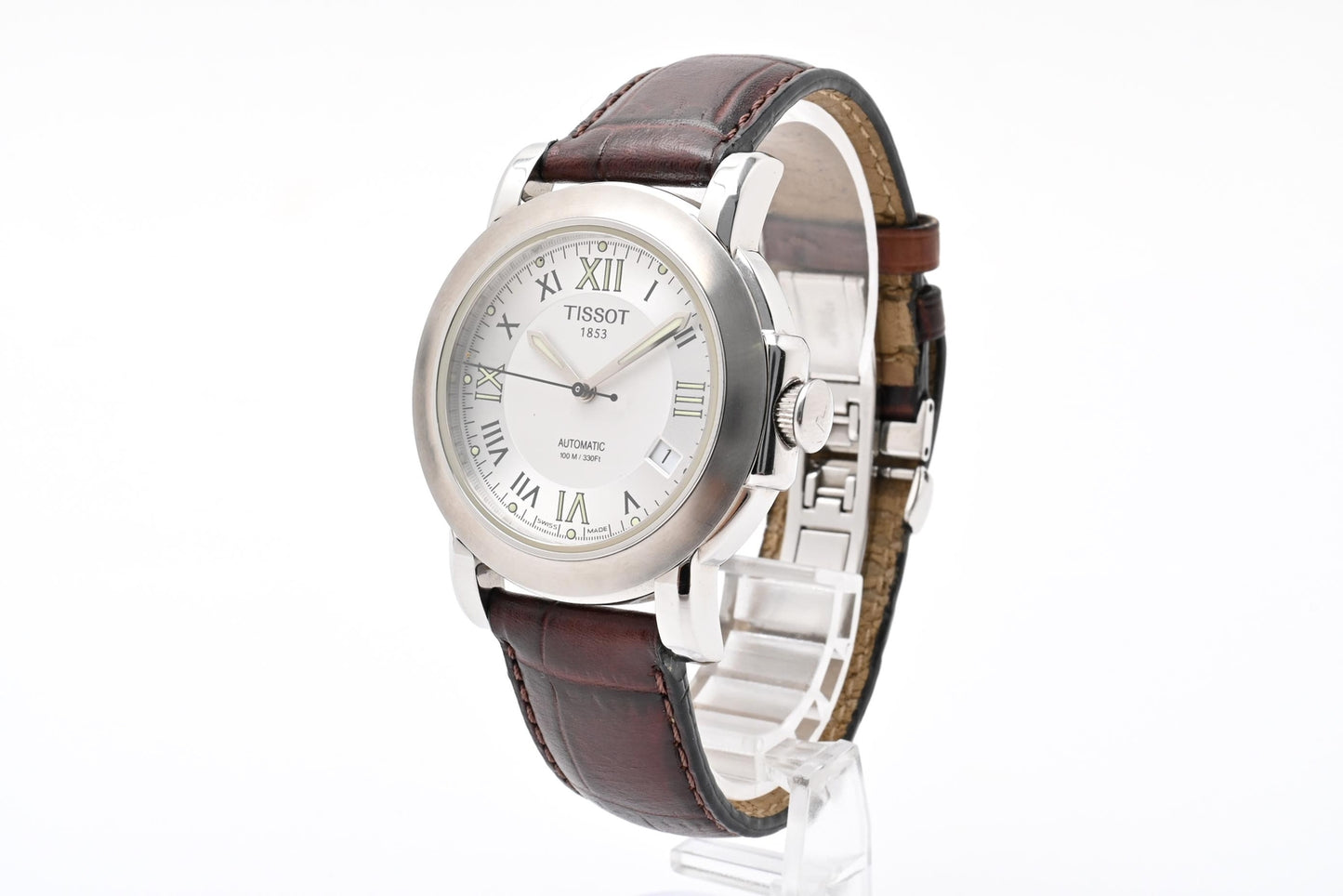 ティソ TISSOT T-ロード T164/264 自動巻き 腕時計 ホワイト文字盤 ローマンインデックス デイト レザーストラップ メンズ