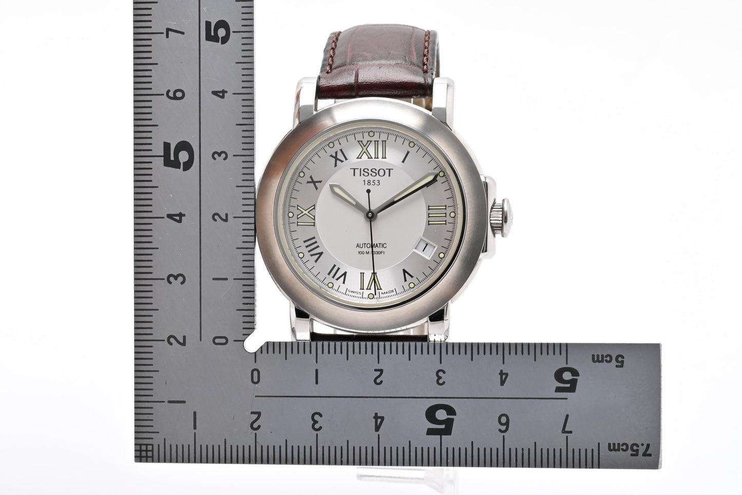 ティソ TISSOT T-ロード T164/264 自動巻き 腕時計 ホワイト文字盤 ローマンインデックス デイト レザーストラップ メンズ