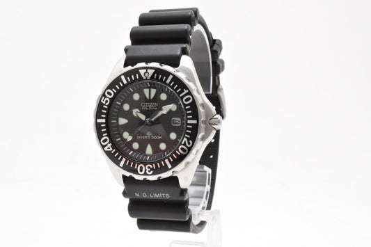シチズン Citizen ダイバー300M E168-S016525 エコドライブ ソーラー 腕時計 ブラック文字盤 ステンレス ウレタンベルト メンズ