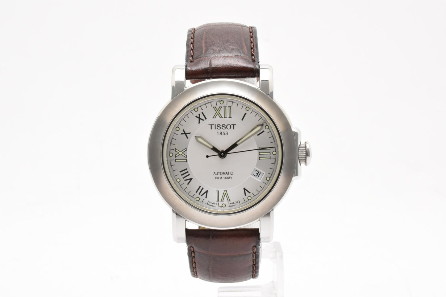 ティソ TISSOT T-ロード T164/264 自動巻き 腕時計 ホワイト文字盤 ローマンインデックス デイト レザーストラップ メンズ