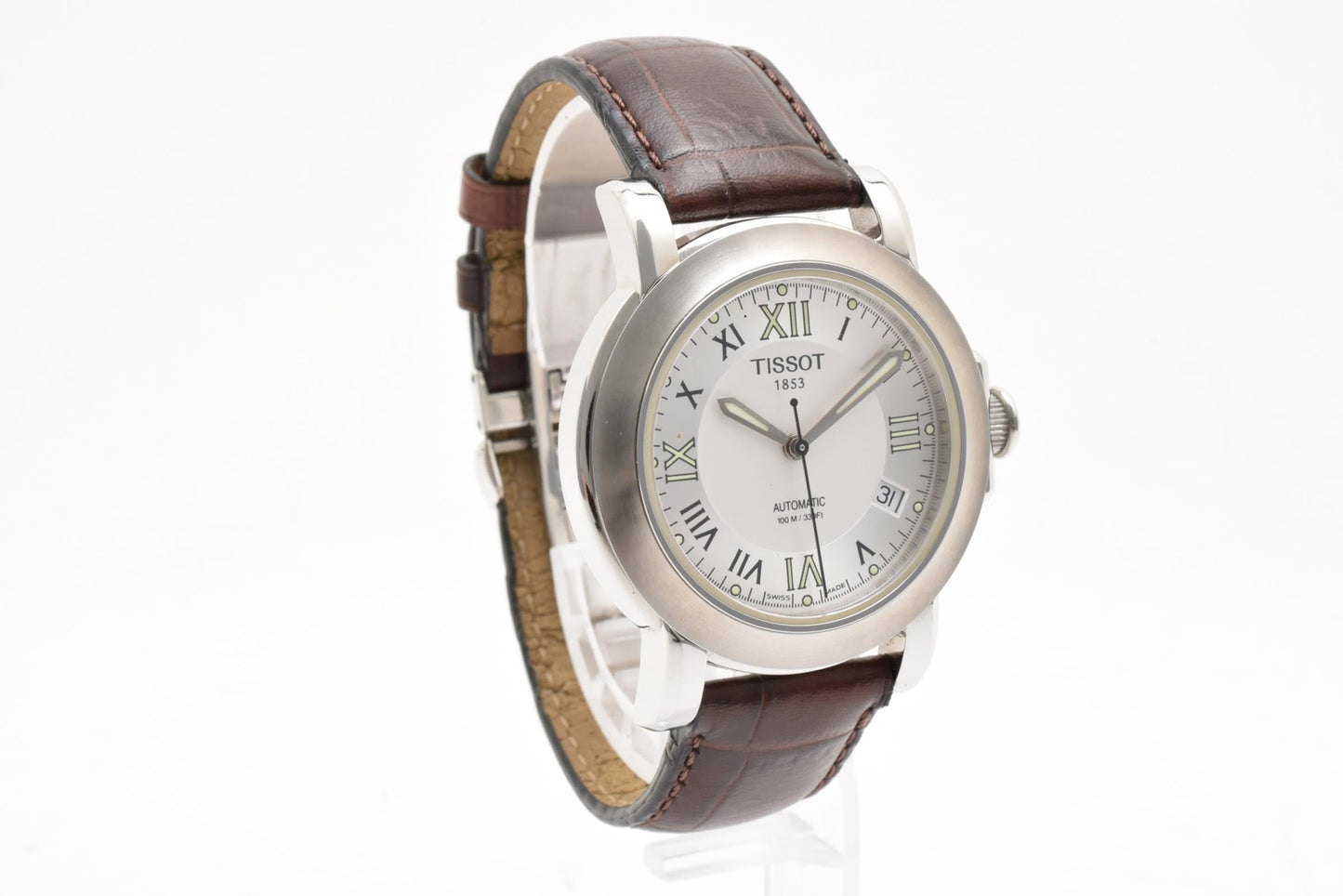 ティソ TISSOT T-ロード T164/264 自動巻き 腕時計 ホワイト文字盤 ローマンインデックス デイト レザーストラップ メンズ