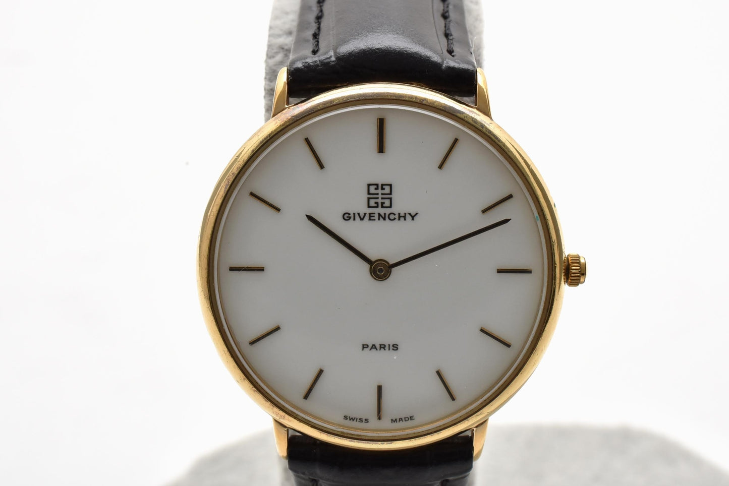 GIVENCHY ジバンシィ ジバンシー 5.345.0.1.13 クォーツ 腕時計 ホワイト文字盤 ゴールドベゼル レザーストラップ メンズ