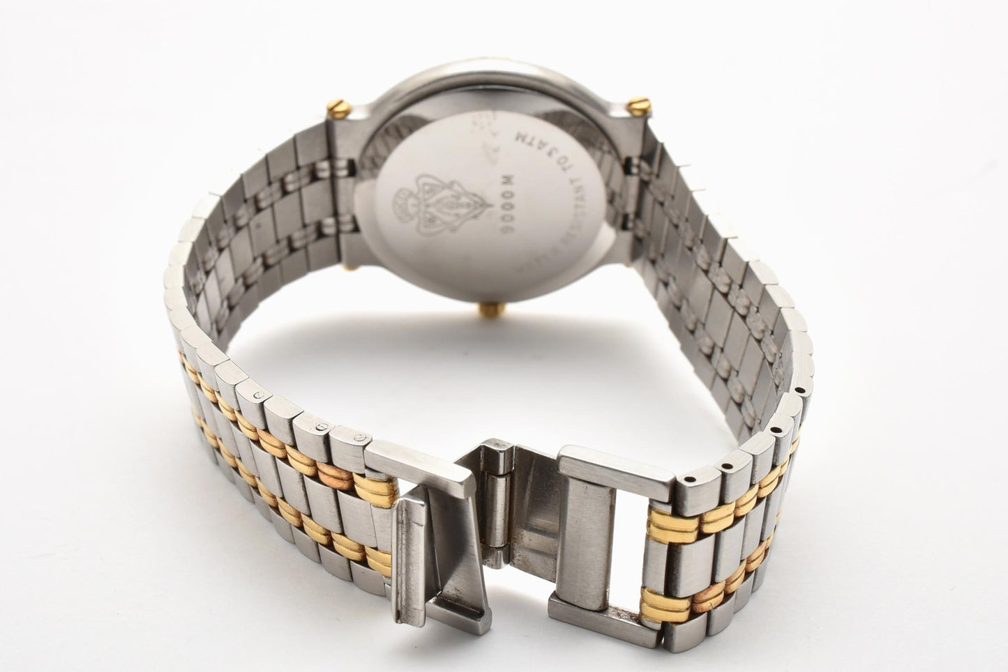 GUCCI グッチ 9000M クォーツ 腕時計 ゴールド文字盤 GGベゼル ステンレス メンズ ドレスウォッチ