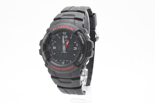 カシオ CASIO G-SHOCK G-100 アナデジ クォーツ 腕時計 ブラック文字盤 樹脂ケース レジンベルト メンズ