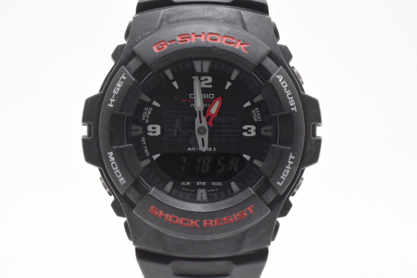 カシオ CASIO G-SHOCK G-100 アナデジ クォーツ 腕時計 ブラック文字盤 樹脂ケース レジンベルト メンズ