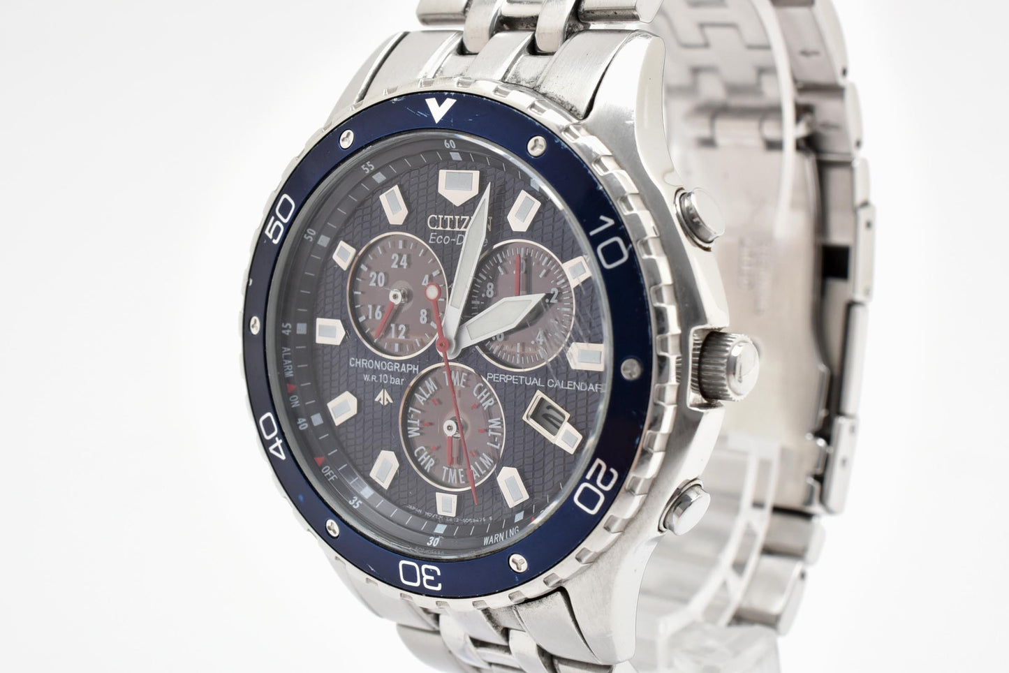 シチズン CITIZEN エコ・ドライブ クロノグラフ E812-S058325 ソーラー 腕時計 ネイビー文字盤 ステンレス メンズ