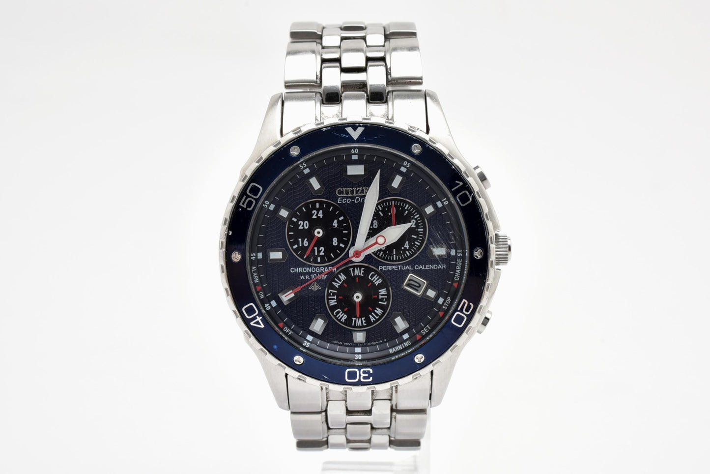 シチズン CITIZEN エコ・ドライブ クロノグラフ E812-S058325 ソーラー 腕時計 ネイビー文字盤 ステンレス メンズ
