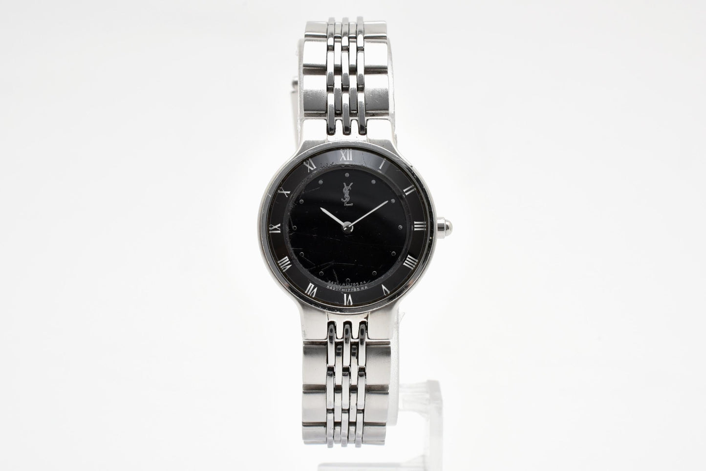 Yves Saint Laurent イヴ・サンローラン 5421-H10058Y クォーツ 腕時計 ブラック文字盤 YSLロゴ カサンドラ ステンレス レディース ドレスウォッチ