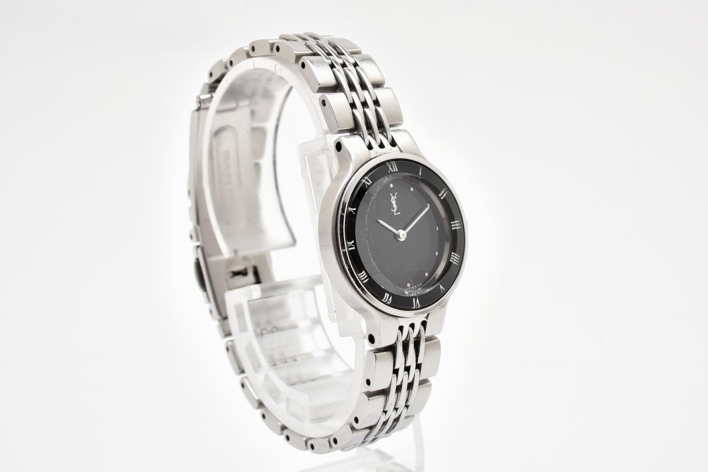 Yves Saint Laurent イヴ・サンローラン 5421-H10058Y クォーツ 腕時計 ブラック文字盤 YSLロゴ カサンドラ ステンレス レディース ドレスウォッチ