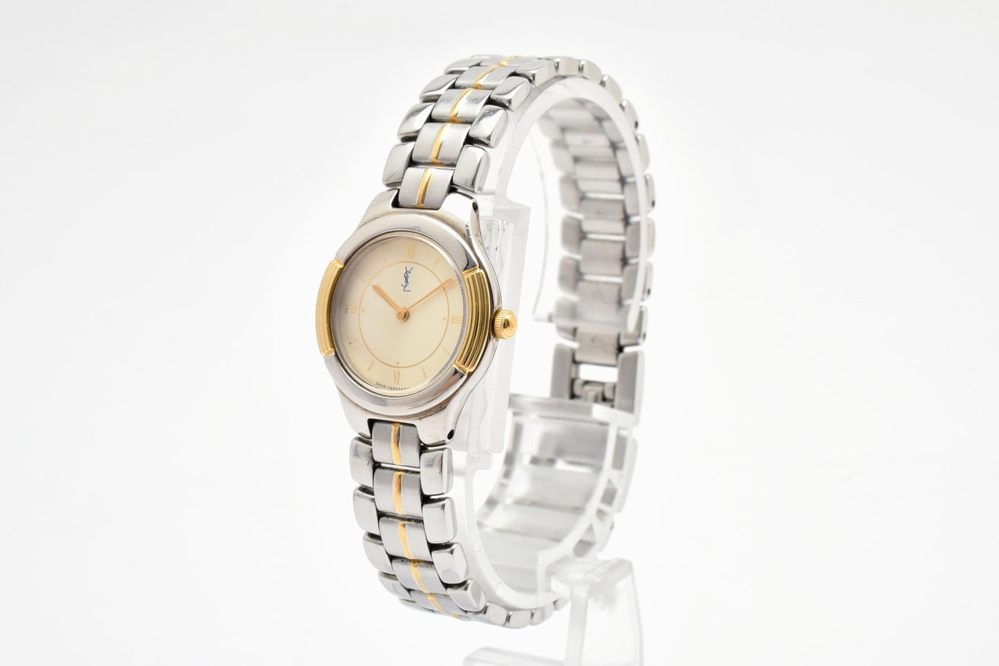 Yves Saint Laurent イヴ・サンローラン 5420-F4457Y クォーツ 腕時計 ベージュ文字盤 YSLロゴ カサンドラ コンビカラー ステンレス レディース ドレスウォッチ