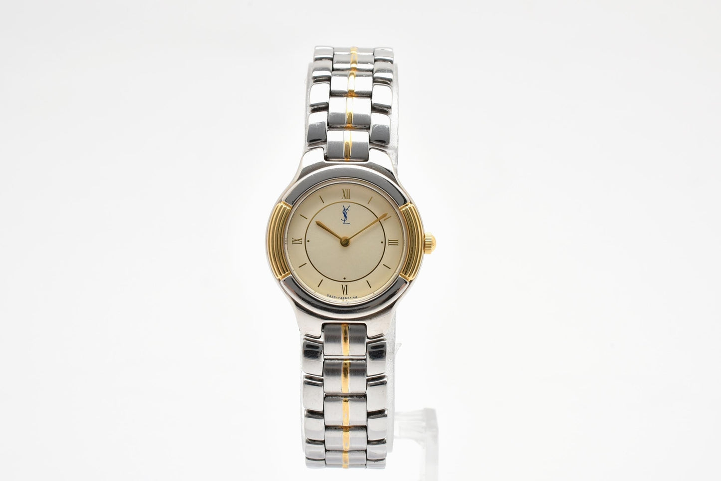 Yves Saint Laurent イヴ・サンローラン 5420-F4457Y クォーツ 腕時計 ベージュ文字盤 YSLロゴ カサンドラ コンビカラー ステンレス レディース ドレスウォッチ