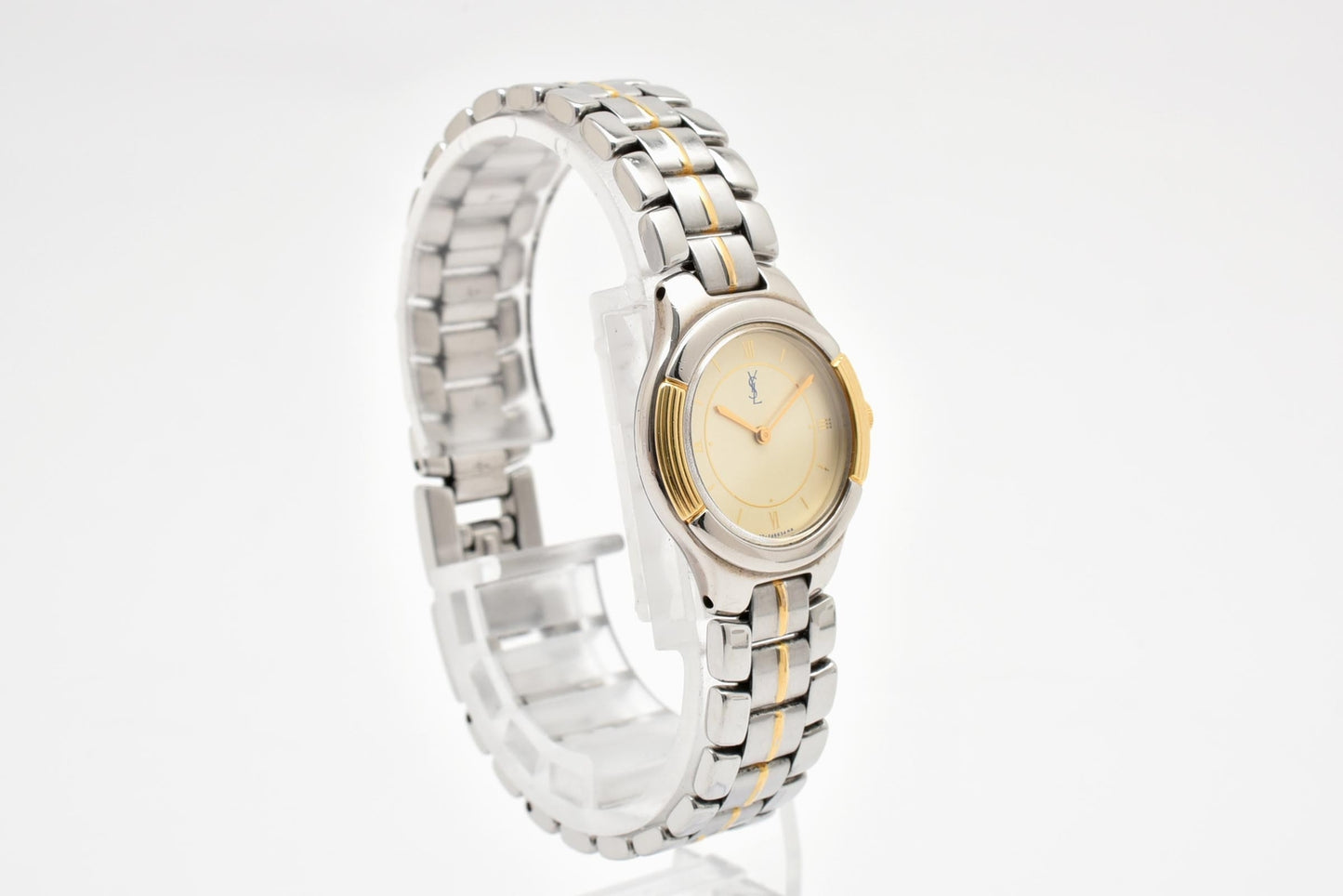 Yves Saint Laurent イヴ・サンローラン 5420-F4457Y クォーツ 腕時計 ベージュ文字盤 YSLロゴ カサンドラ コンビカラー ステンレス レディース ドレスウォッチ