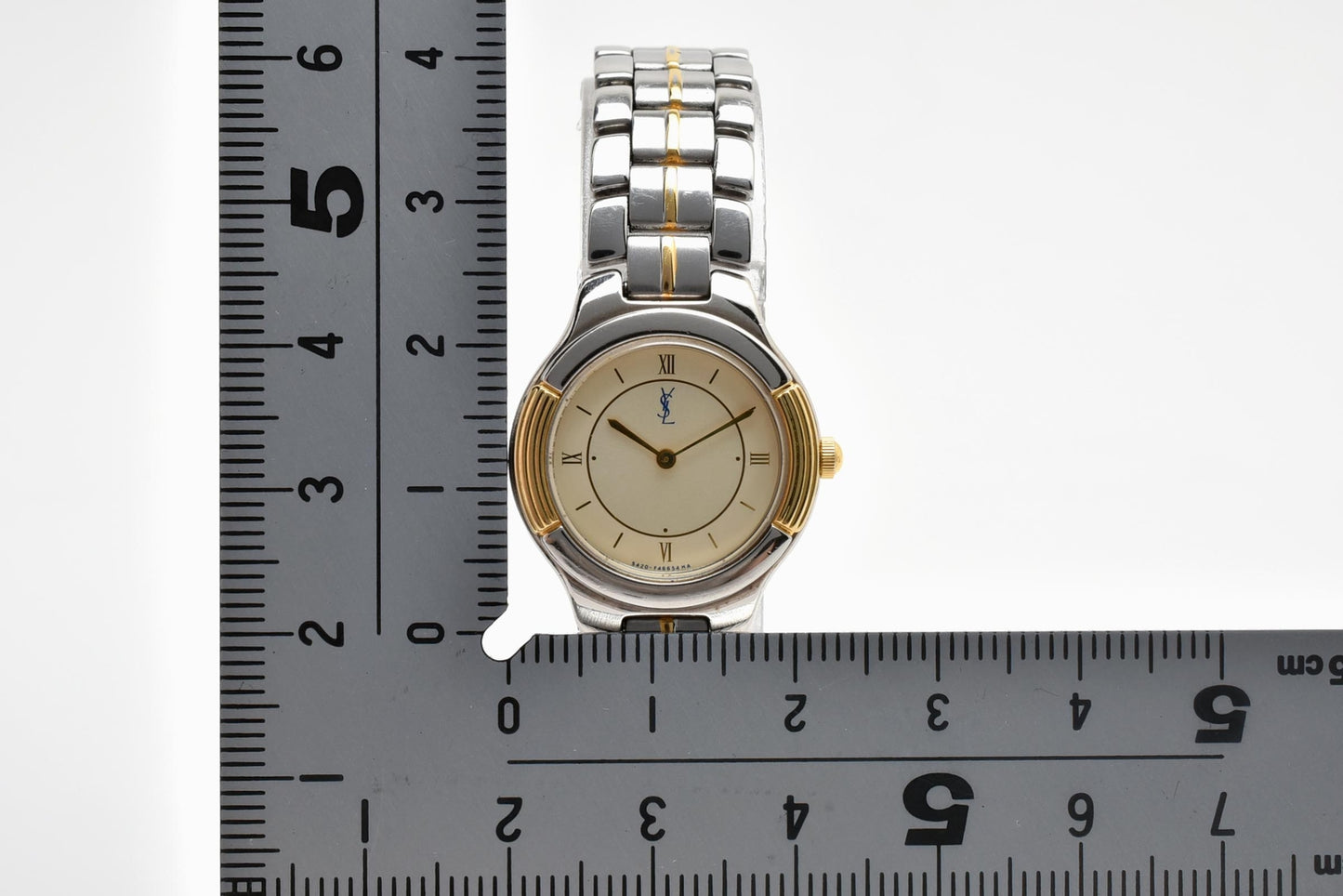 Yves Saint Laurent イヴ・サンローラン 5420-F4457Y クォーツ 腕時計 ベージュ文字盤 YSLロゴ カサンドラ コンビカラー ステンレス レディース ドレスウォッチ