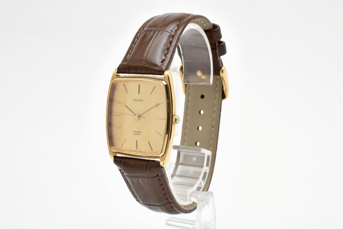 シチズン CITIZEN エクシード 4-798287TA クォーツ 腕時計 ゴールド文字盤 レザーストラップ メンズ ドレスウォッチ
