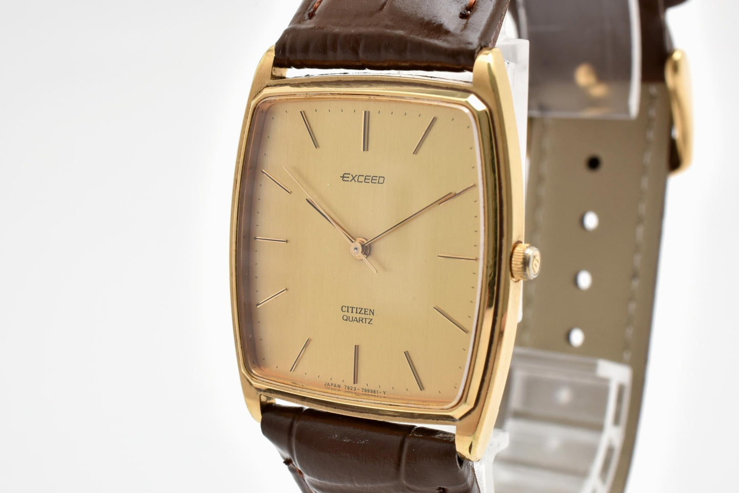 シチズン CITIZEN エクシード 4-798287TA クォーツ 腕時計 ゴールド文字盤 レザーストラップ メンズ ドレスウォッチ