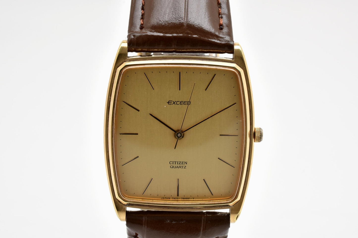 シチズン CITIZEN エクシード 4-798287TA クォーツ 腕時計 ゴールド文字盤 レザーストラップ メンズ ドレスウォッチ