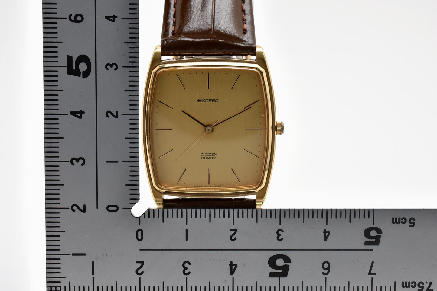 シチズン CITIZEN エクシード 4-798287TA クォーツ 腕時計 ゴールド文字盤 レザーストラップ メンズ ドレスウォッチ