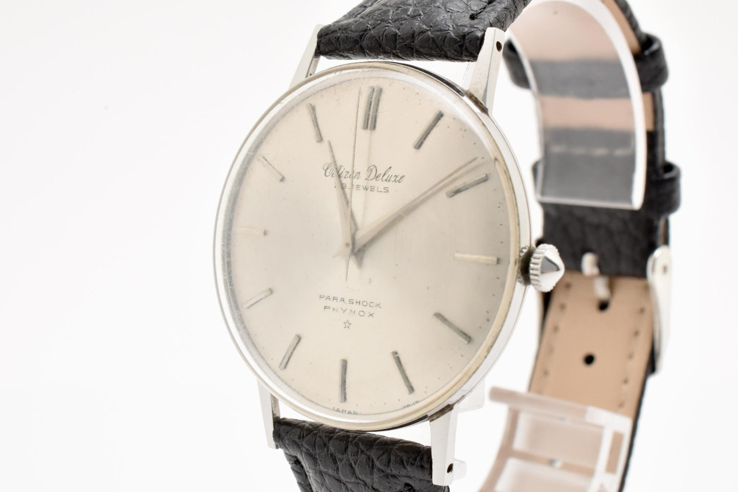 シチズン CITIZEN デラックス Deluxe 1507058 手巻き 腕時計 シルバー文字盤 レザーストラップ メンズ ヴィンテージ