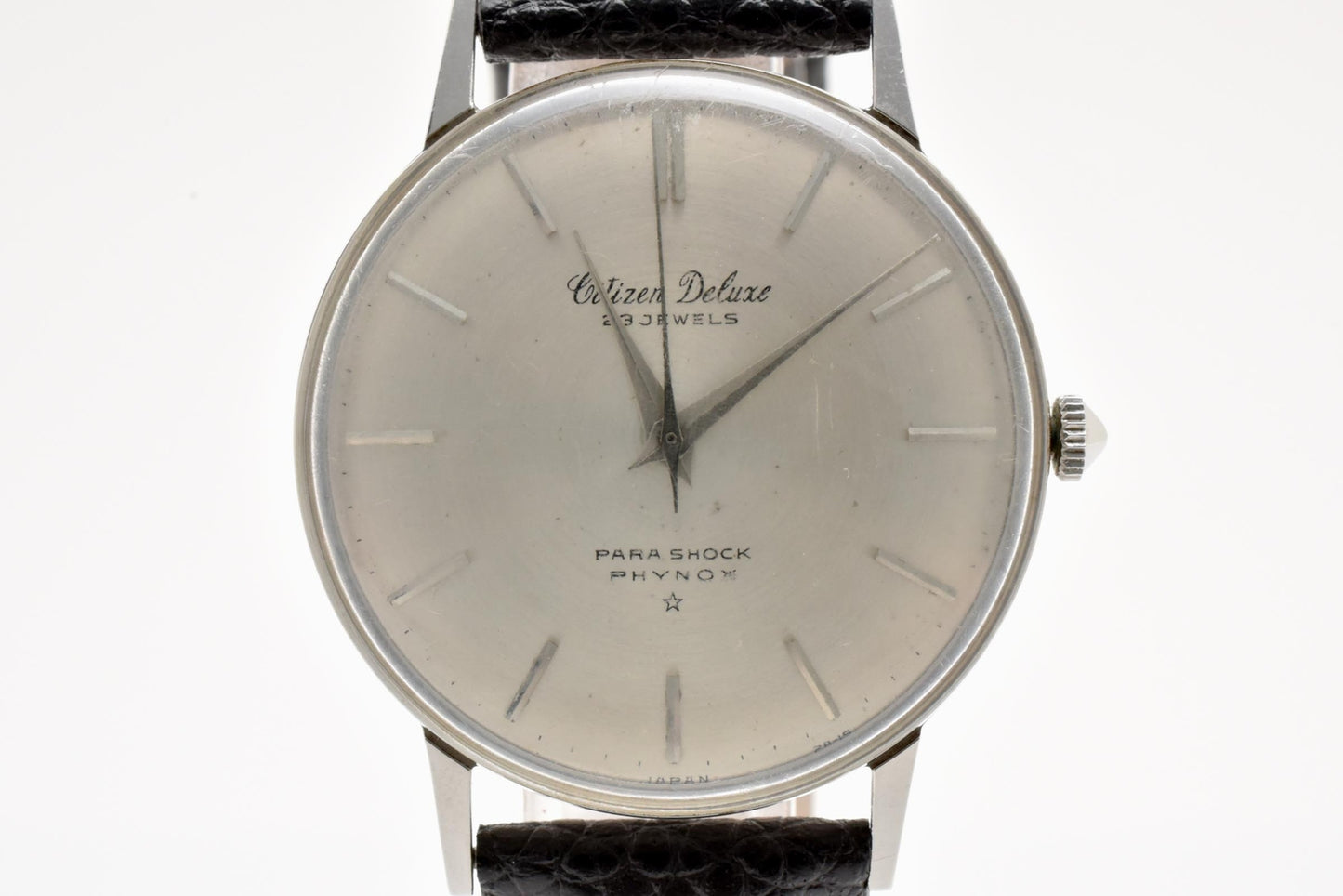 シチズン CITIZEN デラックス Deluxe 1507058 手巻き 腕時計 シルバー文字盤 レザーストラップ メンズ ヴィンテージ