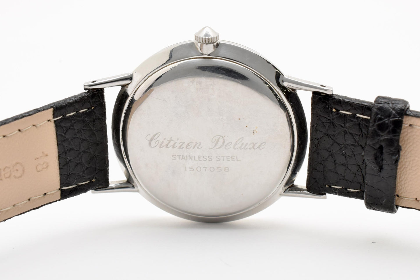 シチズン CITIZEN デラックス Deluxe 1507058 手巻き 腕時計 シルバー文字盤 レザーストラップ メンズ ヴィンテージ
