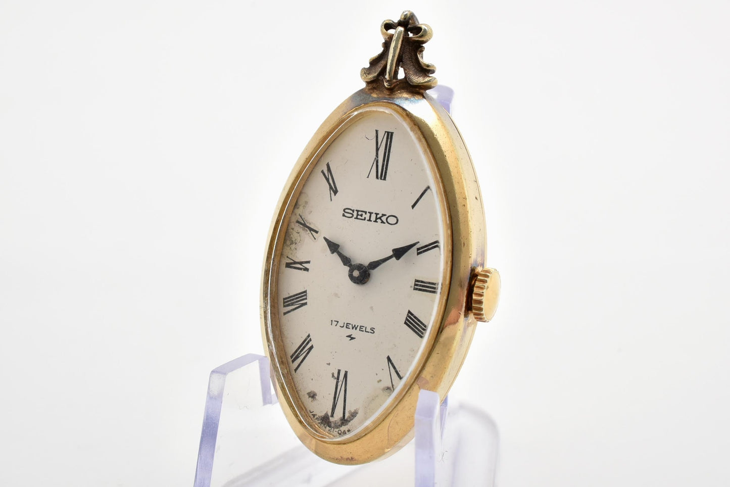 セイコー SEIKO ペンダントウォッチ 手巻き ホワイト文字盤 GP ゴールドカラー 懐中時計 ネックレスウォッチ ヴィンテージ