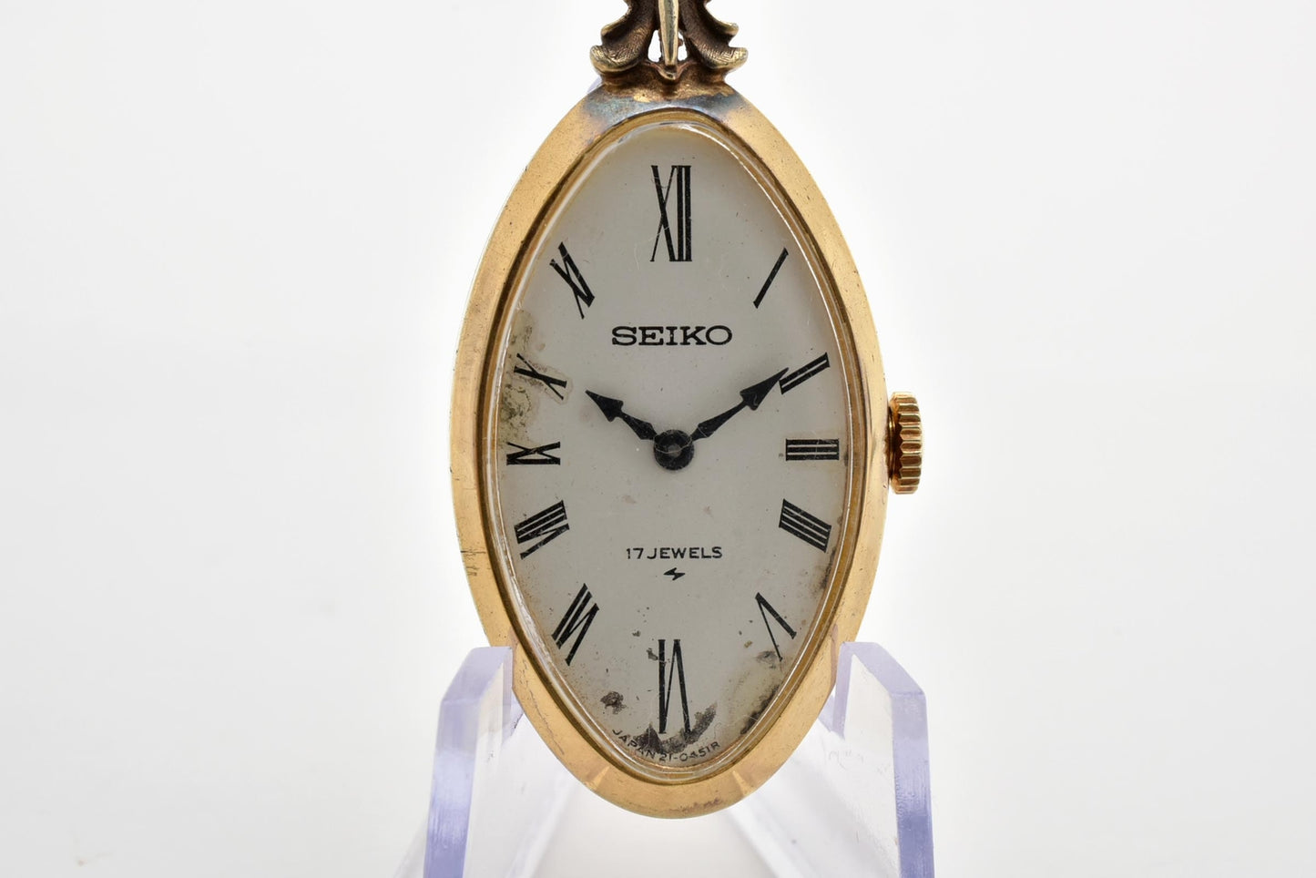 セイコー SEIKO ペンダントウォッチ 手巻き ホワイト文字盤 GP ゴールドカラー 懐中時計 ネックレスウォッチ ヴィンテージ