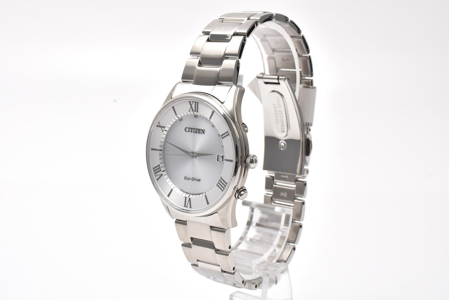 シチズン CITIZEN H415-S112907 エコ・ドライブ 電波ソーラー 腕時計 シルバー文字盤 ローマンインデックス ステンレス メンズ