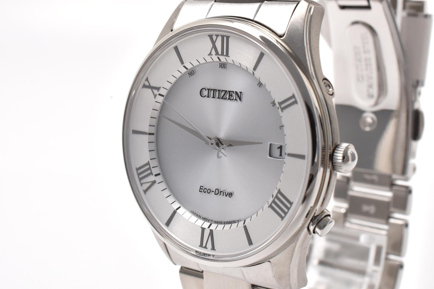シチズン CITIZEN H415-S112907 エコ・ドライブ 電波ソーラー 腕時計 シルバー文字盤 ローマンインデックス ステンレス メンズ
