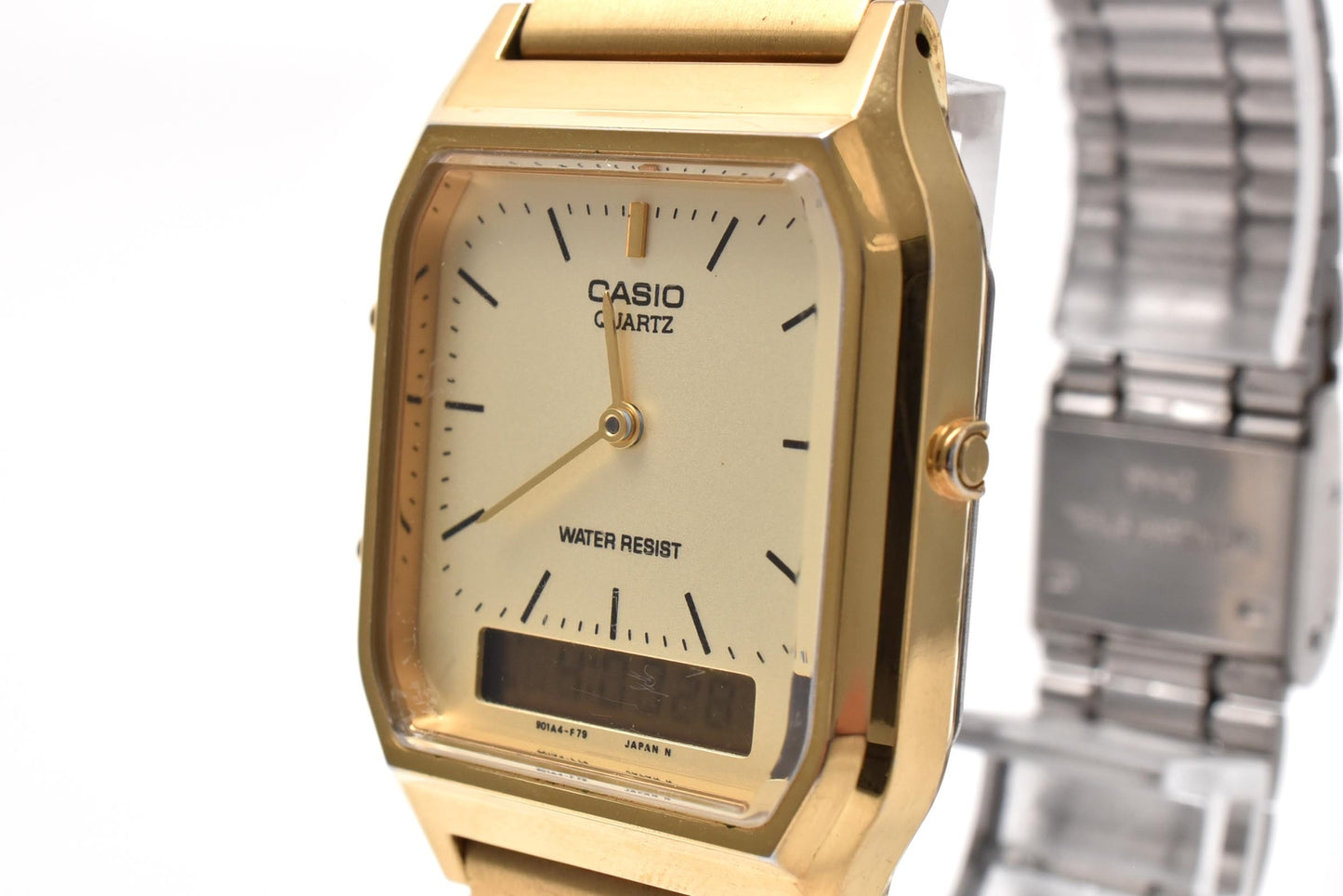 CASIO カシオ AQ-230 アナデジ クォーツ 腕時計 ゴールド文字盤 GP ゴールドカラー メンズ