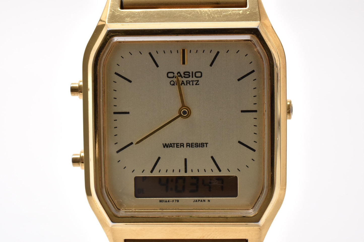 CASIO カシオ AQ-230 アナデジ クォーツ 腕時計 ゴールド文字盤 GP ゴールドカラー メンズ