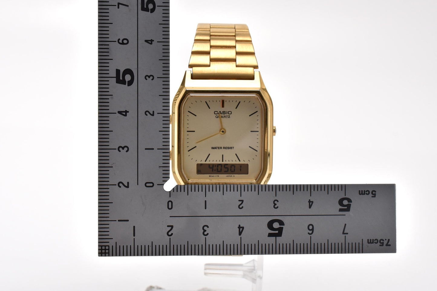 CASIO カシオ AQ-230 アナデジ クォーツ 腕時計 ゴールド文字盤 GP ゴールドカラー メンズ
