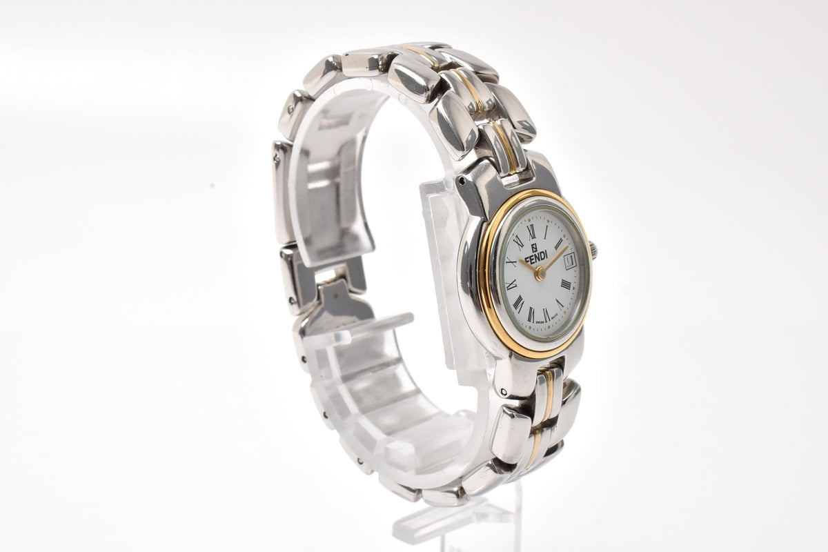 FENDI フェンディ 980L 002-876 レディース クォーツ 腕時計 ホワイト文字盤 ローマ数字 デイト ステンレス 25.6mm 1990年代 ヴィンテージ