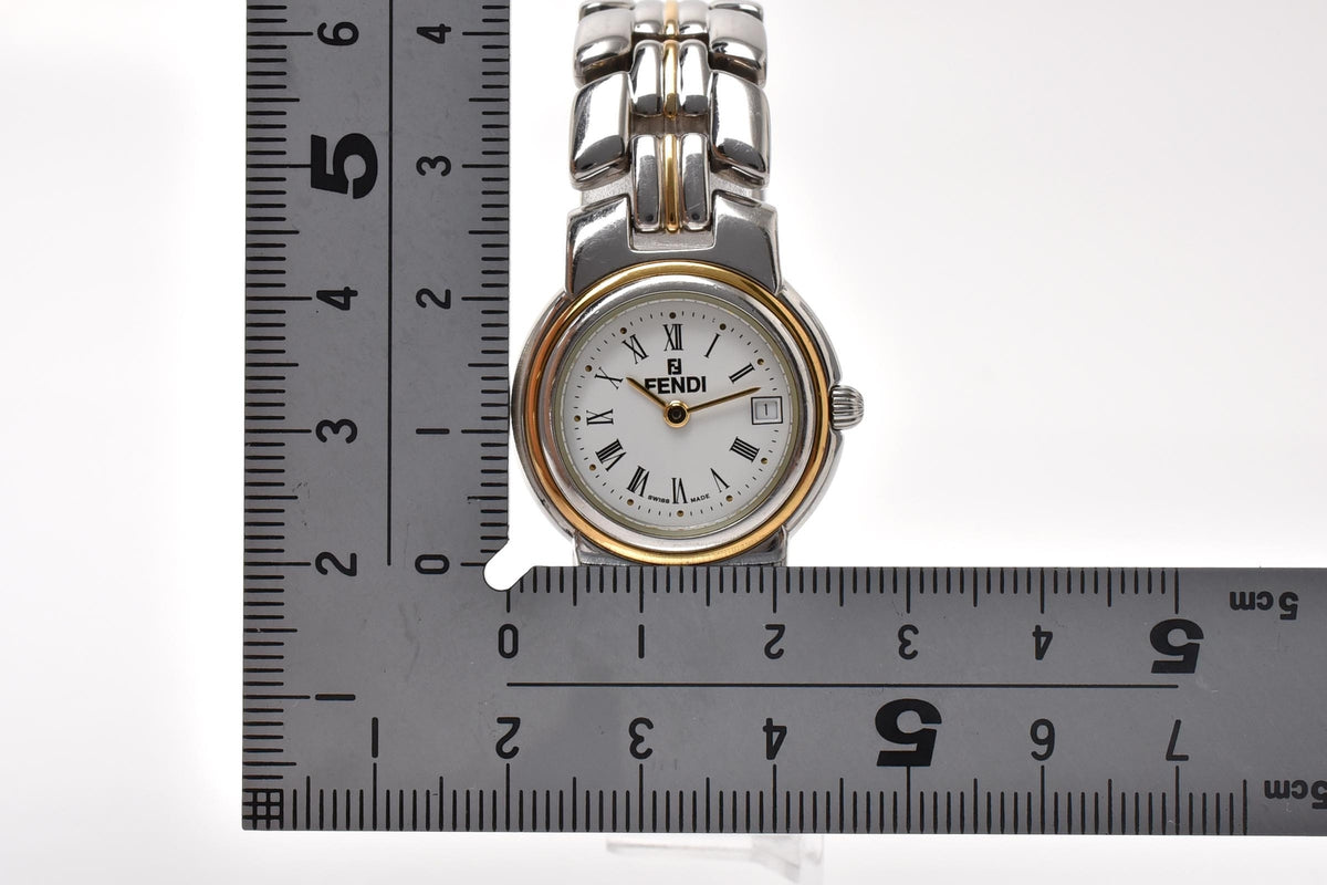 FENDI フェンディ 980L 002-876 レディース クォーツ 腕時計 ホワイト文字盤 ローマ数字 デイト ステンレス 25.6mm 1990年代 ヴィンテージ