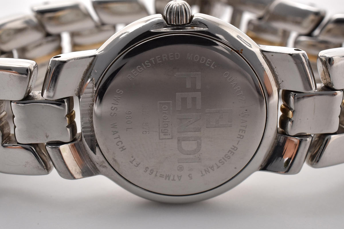 FENDI フェンディ 980L 002-876 レディース クォーツ 腕時計 ホワイト文字盤 ローマ数字 デイト ステンレス 25.6mm 1990年代 ヴィンテージ