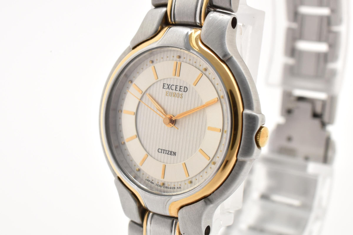CITIZEN シチズン EXCEED EUROS エクシード ユーロス 3330-C80118Y レディース クォーツ 腕時計 ホワイト クリーム文字盤 GP コンビ 24mm