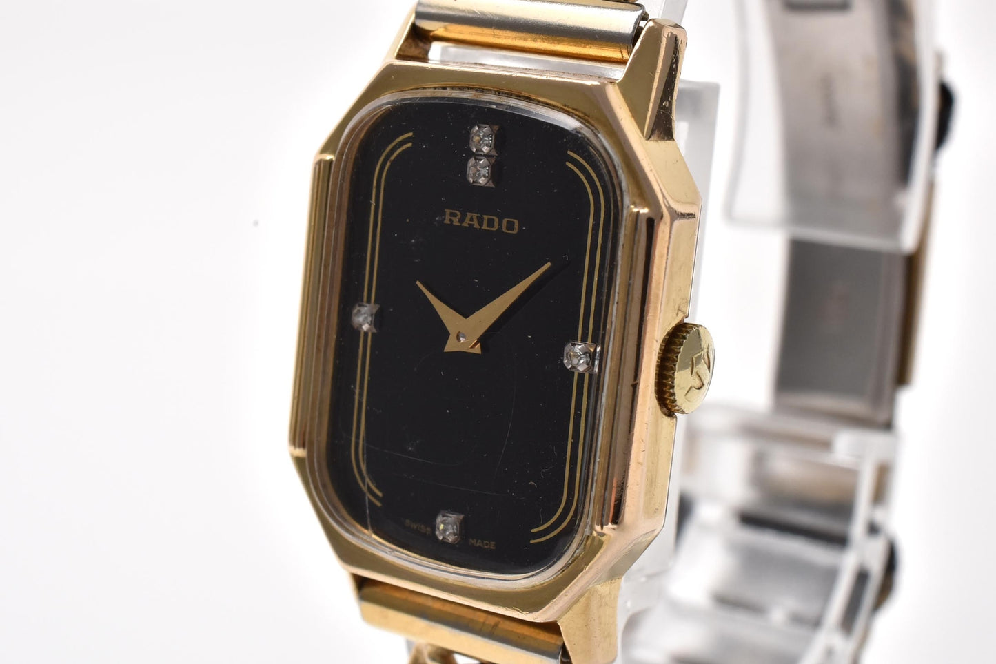 ラドー RADO 332.7887.2 手巻き レディース 腕時計 ブラック文字盤 GP コンビ ドレスウォッチ ヴィンテージ