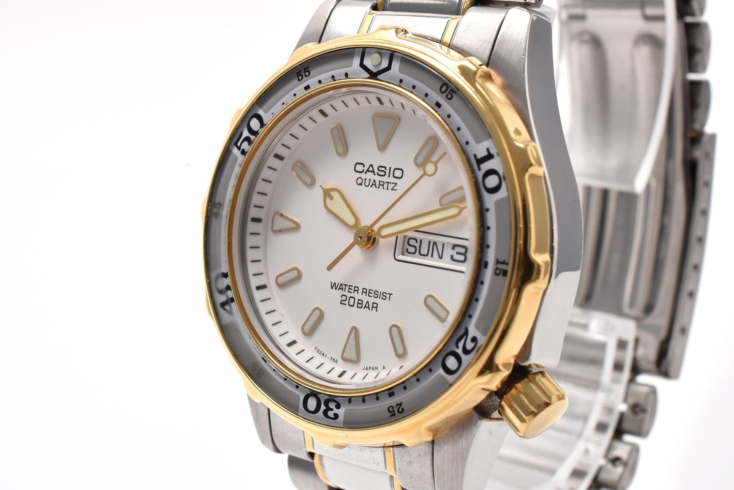 CASIO カシオ Marlin MD-715 クォーツ デイデイト ダイバーズデザイン コンビ メンズ 腕時計 ホワイト文字盤