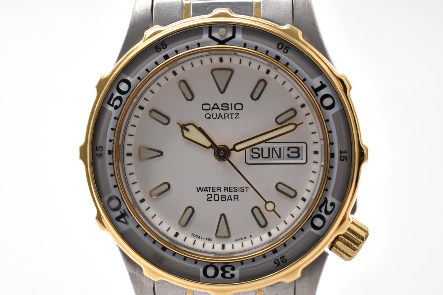 CASIO カシオ Marlin MD-715 クォーツ デイデイト ダイバーズデザイン コンビ メンズ 腕時計 ホワイト文字盤