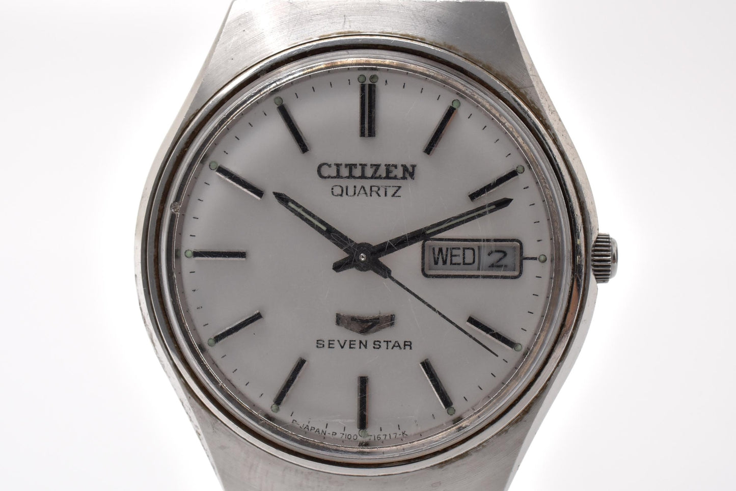 シチズン CITIZEN セブンスター 7100-716717 クォーツ デイデイト メンズ 腕時計 ホワイト文字盤 SS ヴィンテージ
