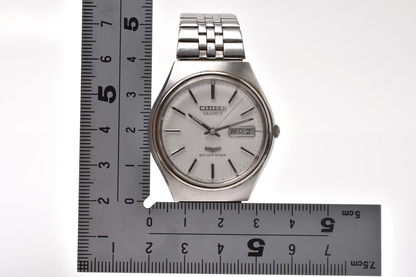 シチズン CITIZEN セブンスター 7100-716717 クォーツ デイデイト メンズ 腕時計 ホワイト文字盤 SS ヴィンテージ