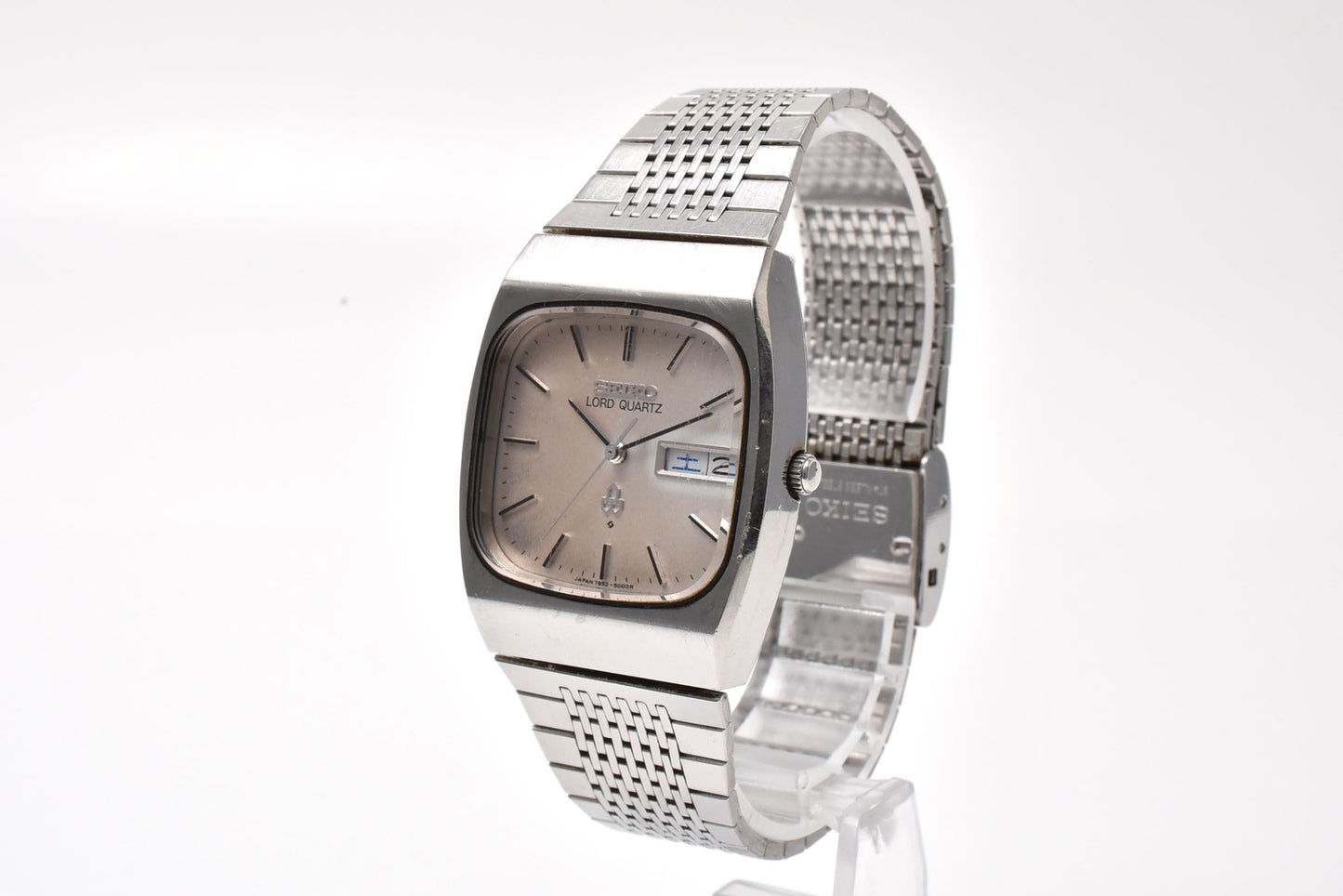 セイコー SEIKO ロードクォーツ 7853-5000 デイデイト クォーツ メンズ 腕時計 メッシュブレス スクエア型 SS ヴィンテージ