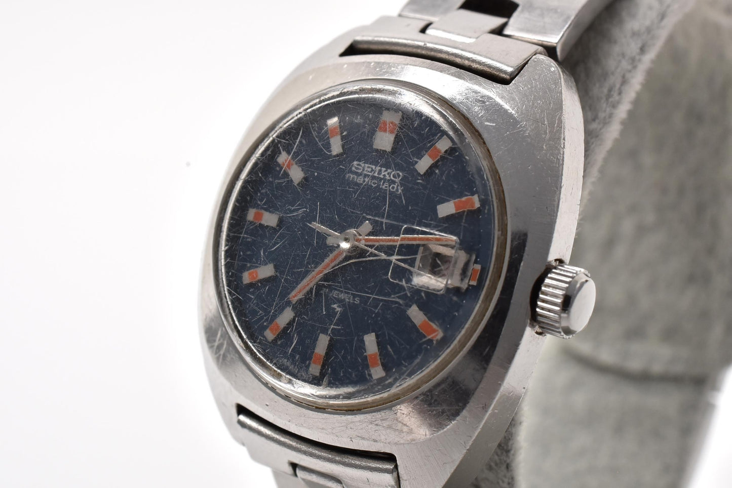 SEIKO セイコー マチックレディ 2517-0340 自動巻き レディース 腕時計 ネイビー文字盤 デイト SS ヴィンテージ