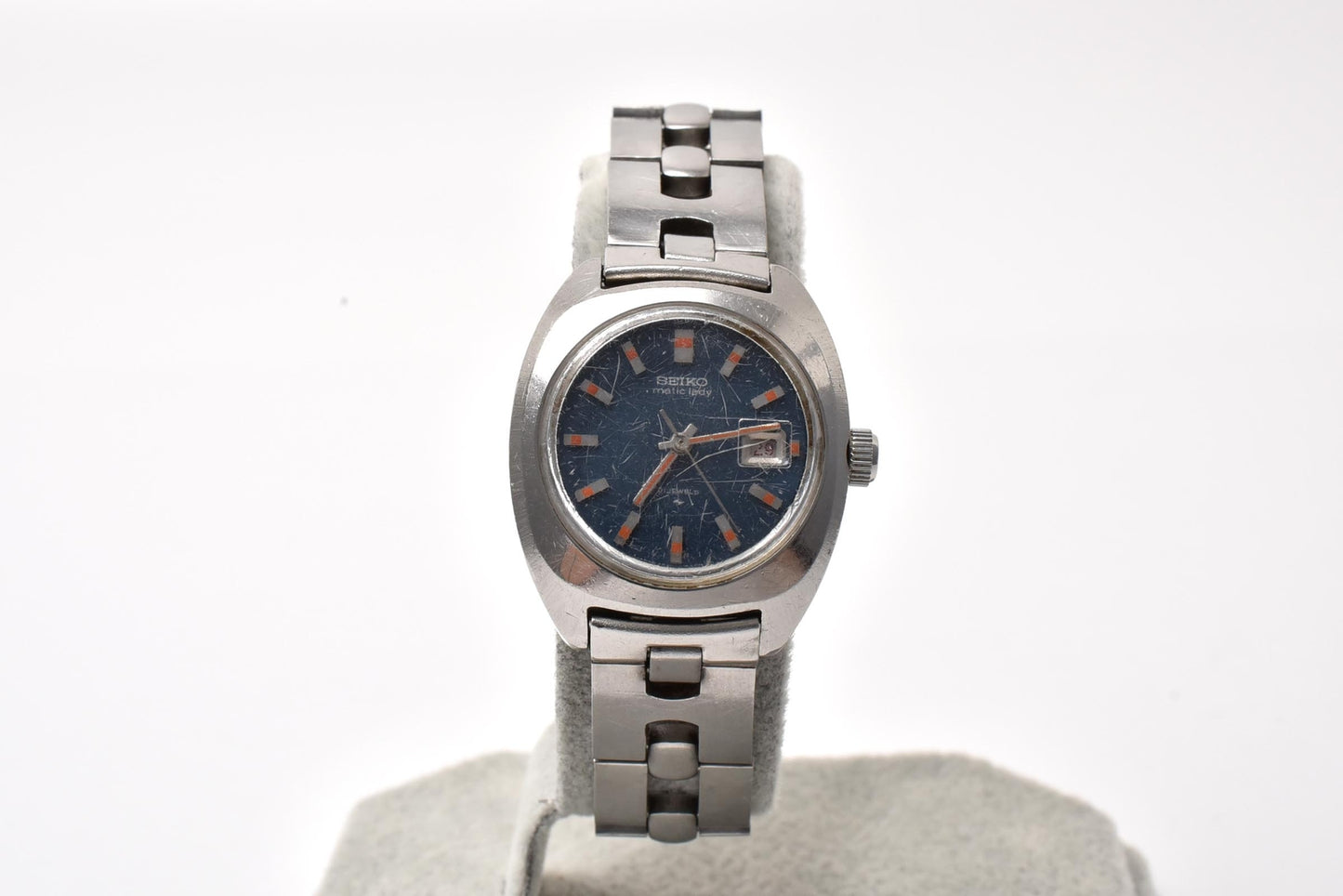SEIKO セイコー マチックレディ 2517-0340 自動巻き レディース 腕時計 ネイビー文字盤 デイト SS ヴィンテージ