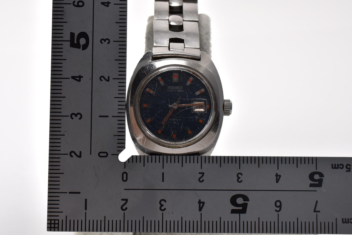 SEIKO セイコー マチックレディ 2517-0340 自動巻き レディース 腕時計 ネイビー文字盤 デイト SS ヴィンテージ