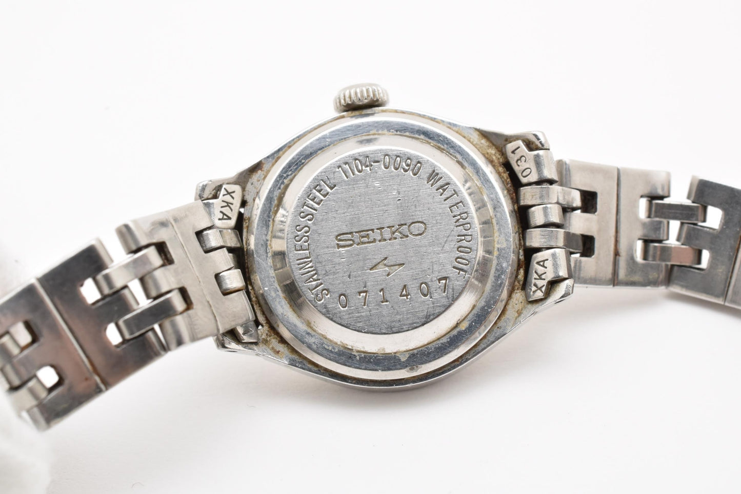 セイコー SEIKO 1104-0090 手巻き レディース 腕時計 ホワイト文字盤 SSブレス ヴィンテージ ドレスウォッチ